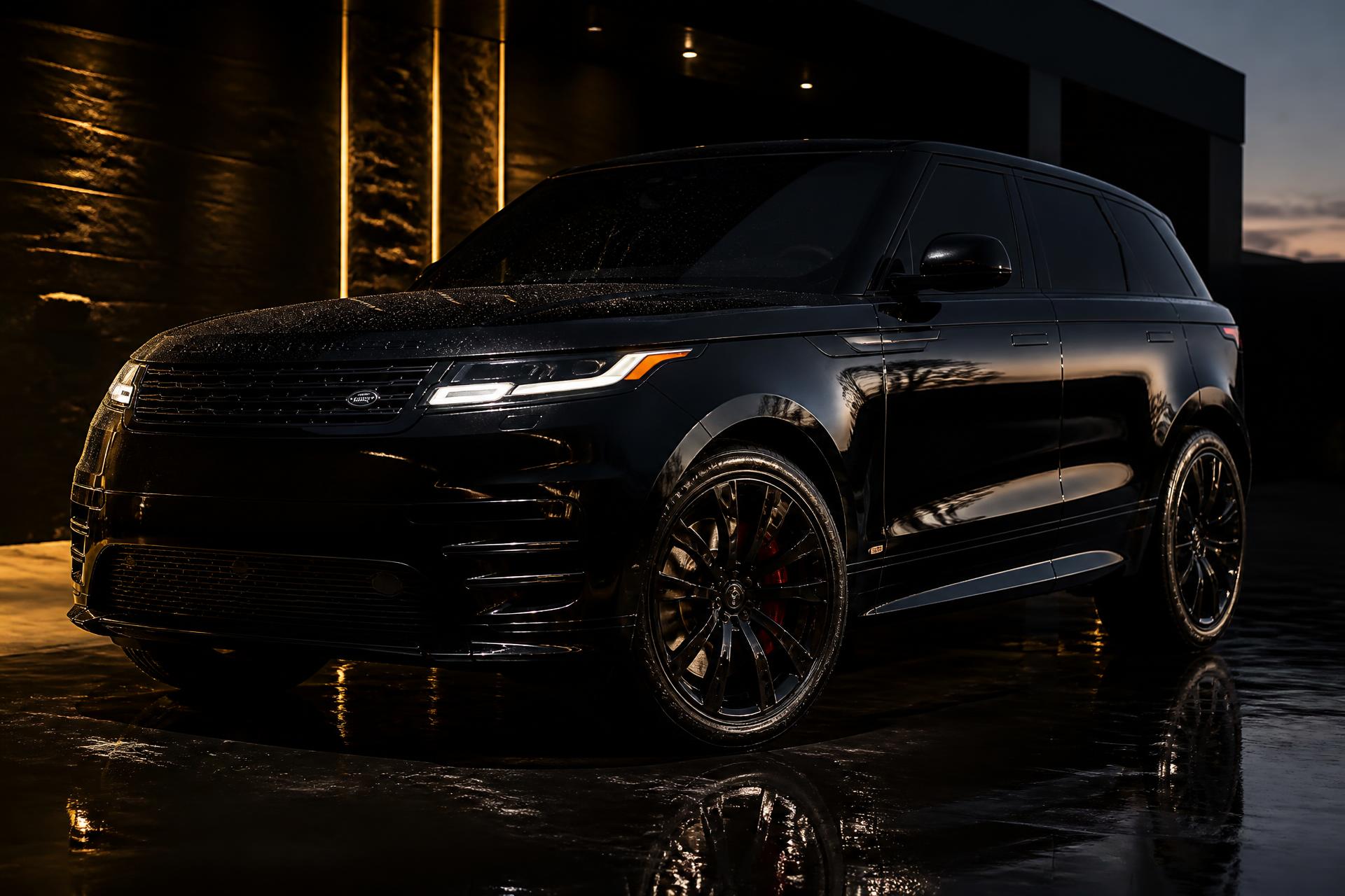 Freshly detailed black luxury SUV with a mirror-gloss finish